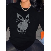 LW Plus Size Rhinestone Cartoon Decor T-shirt