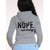 LW Plus Size Nope Not Today Letter Print Hoodie