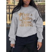 LW Plus Size Crown Queen Letter Print Sweatshirt