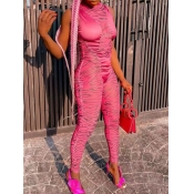 LW Round Neck Animal Print Skinny Jumpsuit