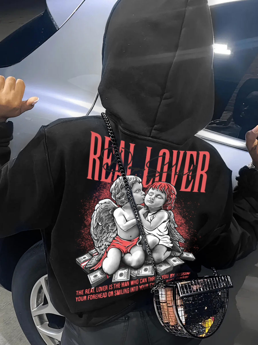 LW Plus Size Figure Money Letter Print Hoodie