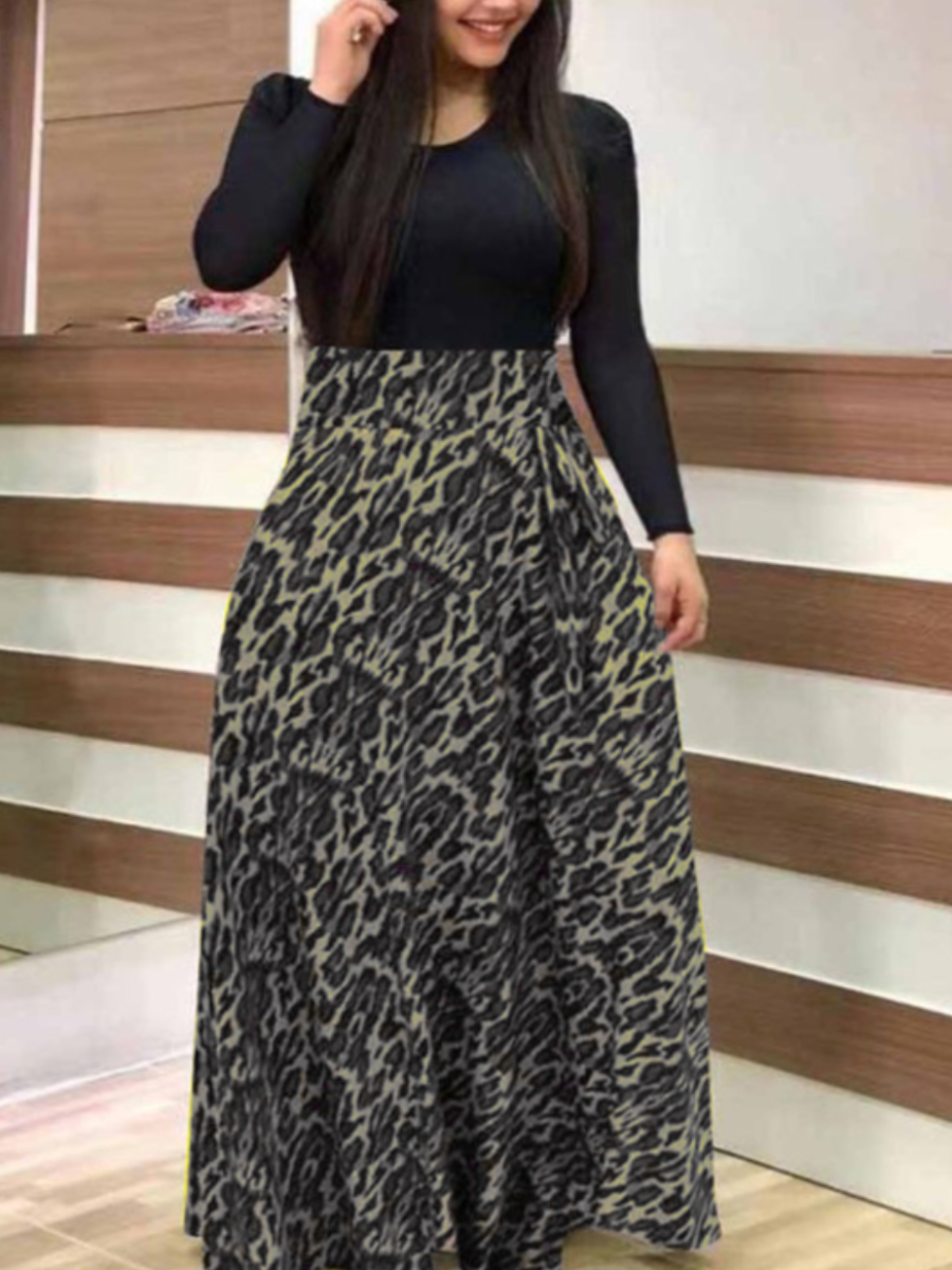 LW Plus Size Leopard Print A Line Dress
