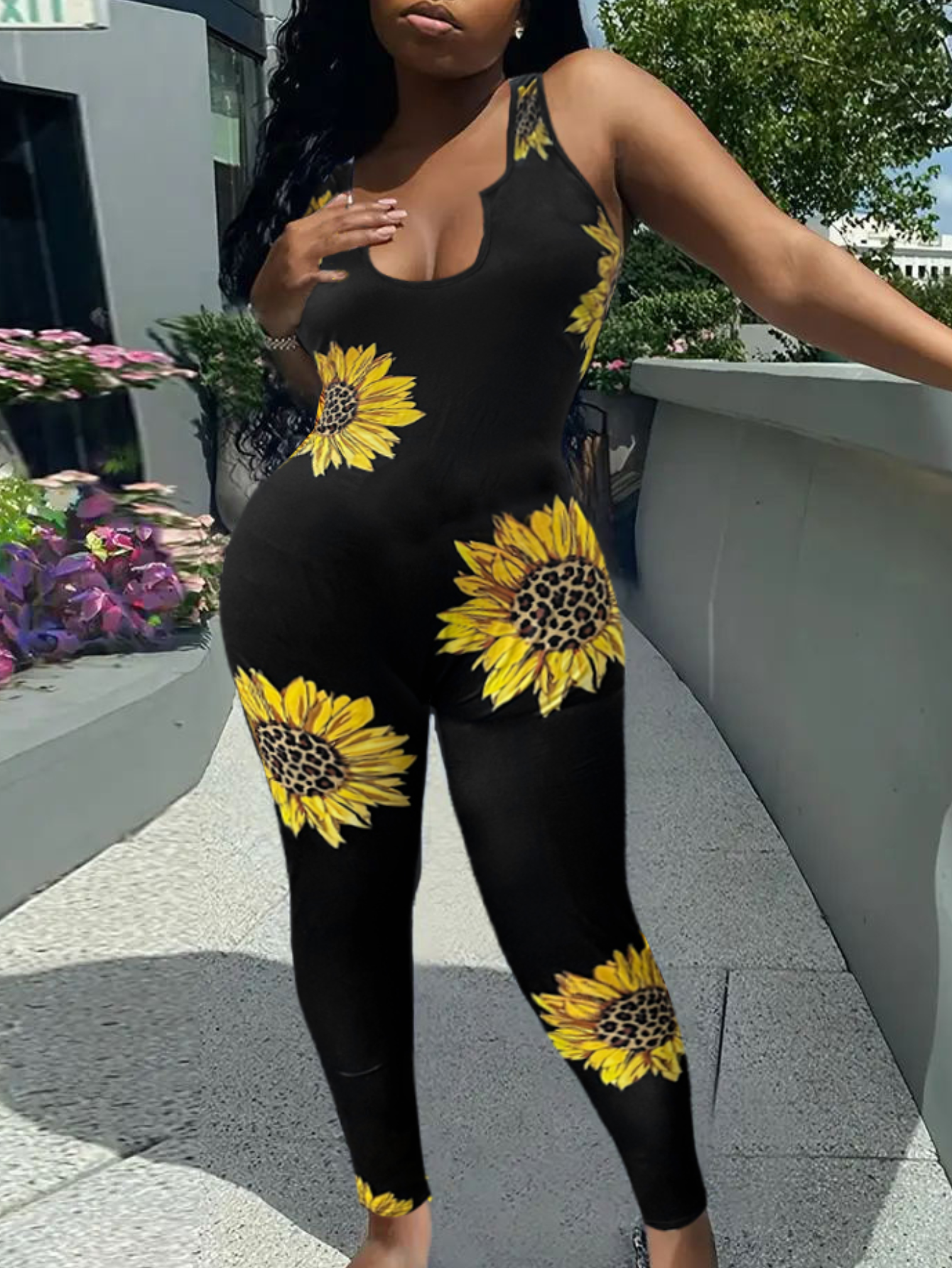 LW Sunflwer Print Cami Jumpsuit