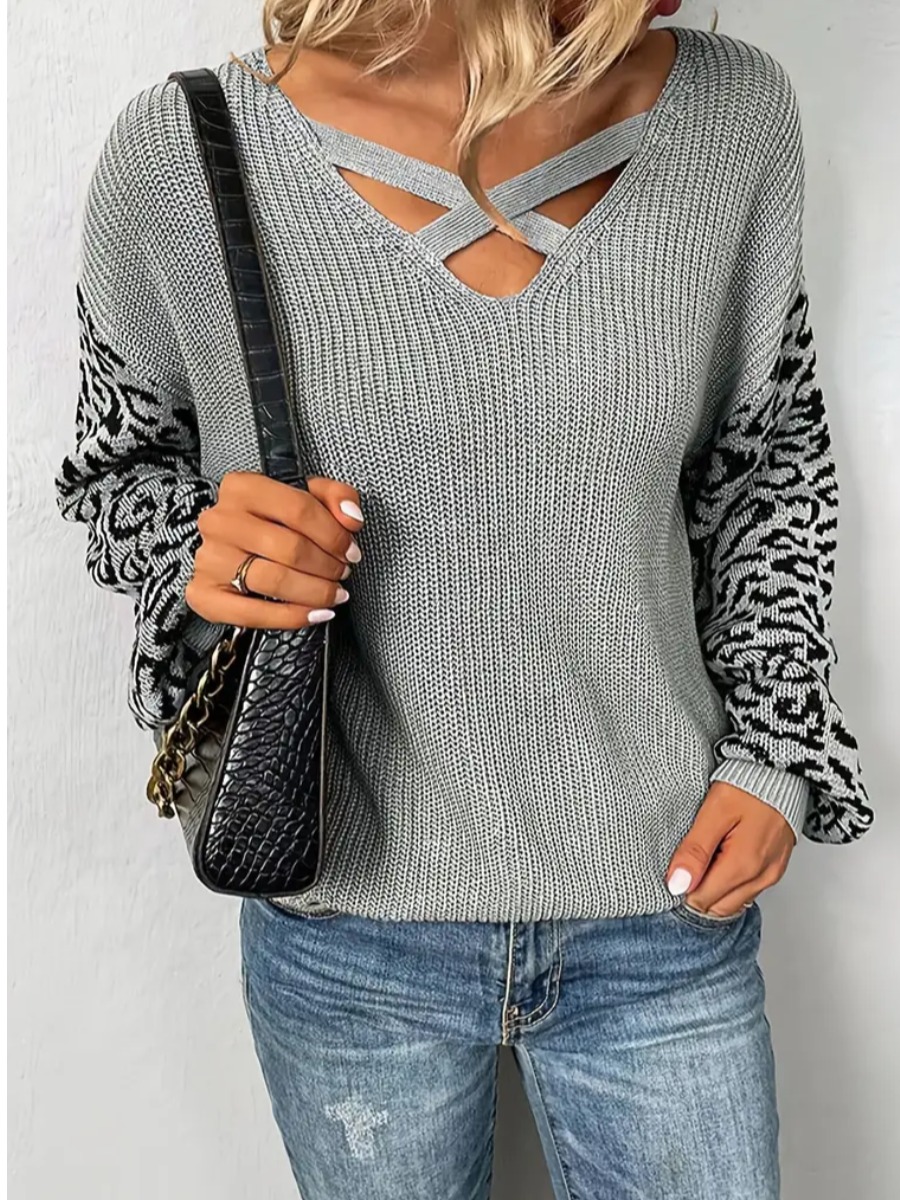 LW Leopard Print Cut Out Sweater