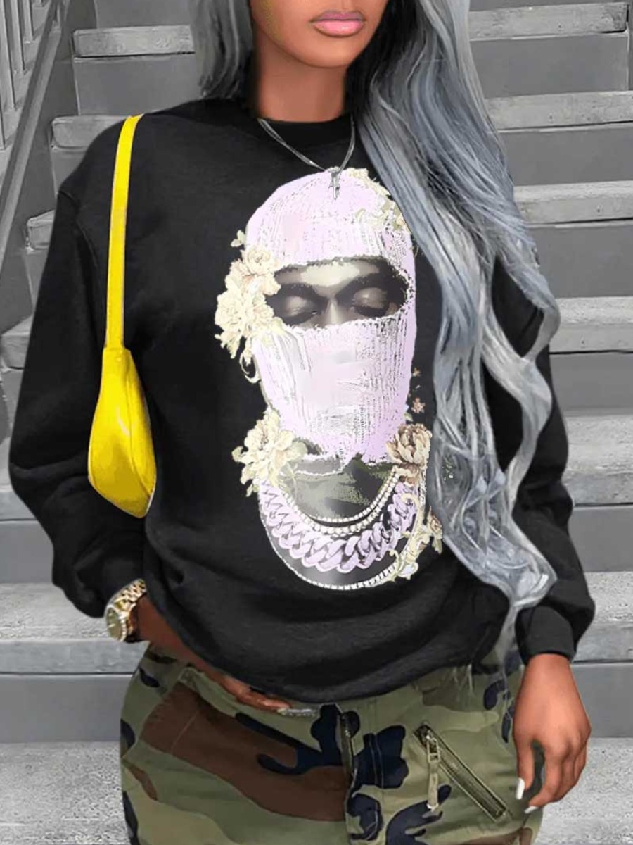 LW Masked Face Chain Print Sweatshirt