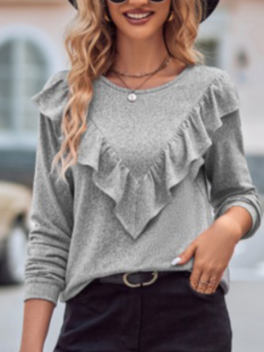 LW Round Neck Ruffle Design Blouse