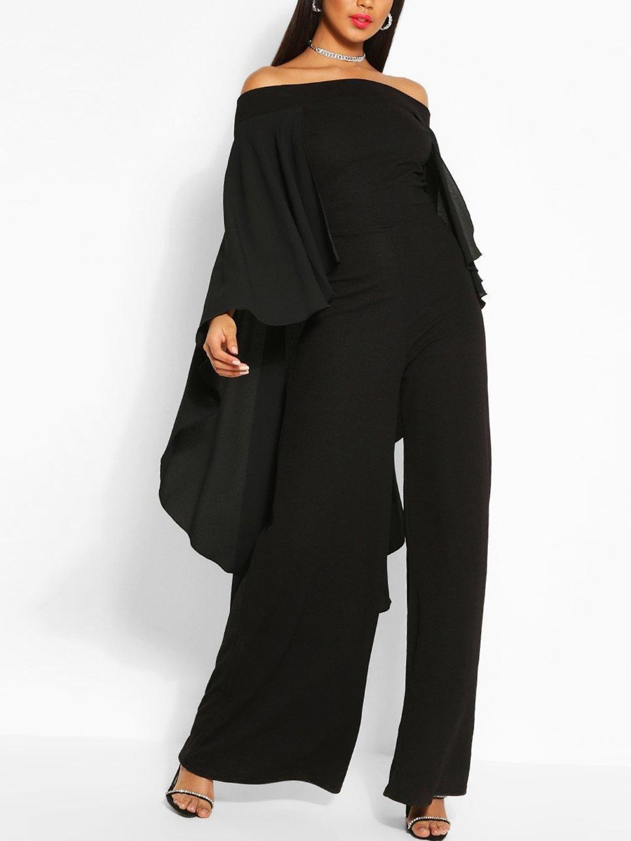 LW Plus Size Asymmetrical Solid Color Loose Jumpsuit