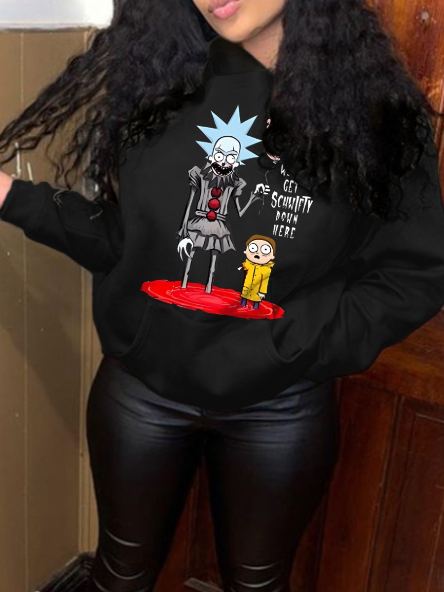 LW Pattern Print Cartoon Loose Sweatshirt
