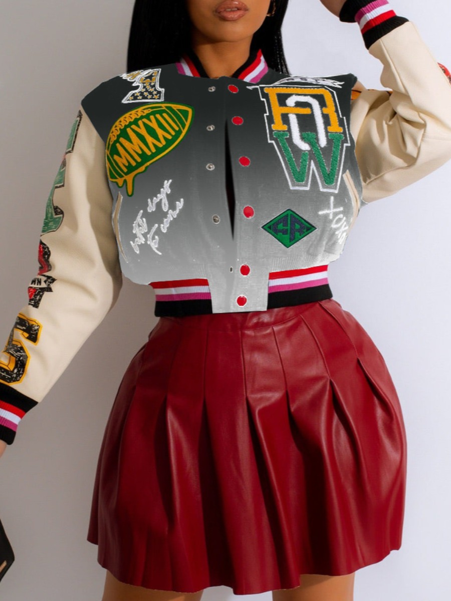 LW Gradient Letter Decor Striped Jacket