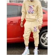 LW Men Teddy Bear Print Kangaroo Pocket Tracksuit 