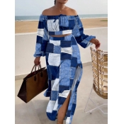 LW Plus Size Off The Shoulder Plaid Print Side Sli