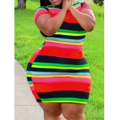LW Plus Size Acrylic Striped Bodycon Dress