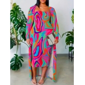 LW Plus Size Off The Shoulder Mixed Print Dress (W