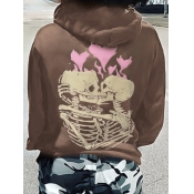 LW Drawstring Mixed Print Hoodie