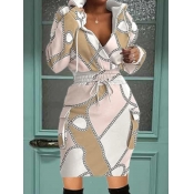 LW Plus Size Chain Print Drawstring Bodycon Dress