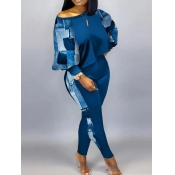 LW Plus Size Imitation Denim Crop Top Skinny Pants