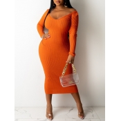 LW BASICS Off The Shoulder Rib Knit Bodycon Dress