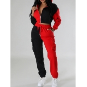 LW Drawstring Side Pocket Patchwork Pants Set