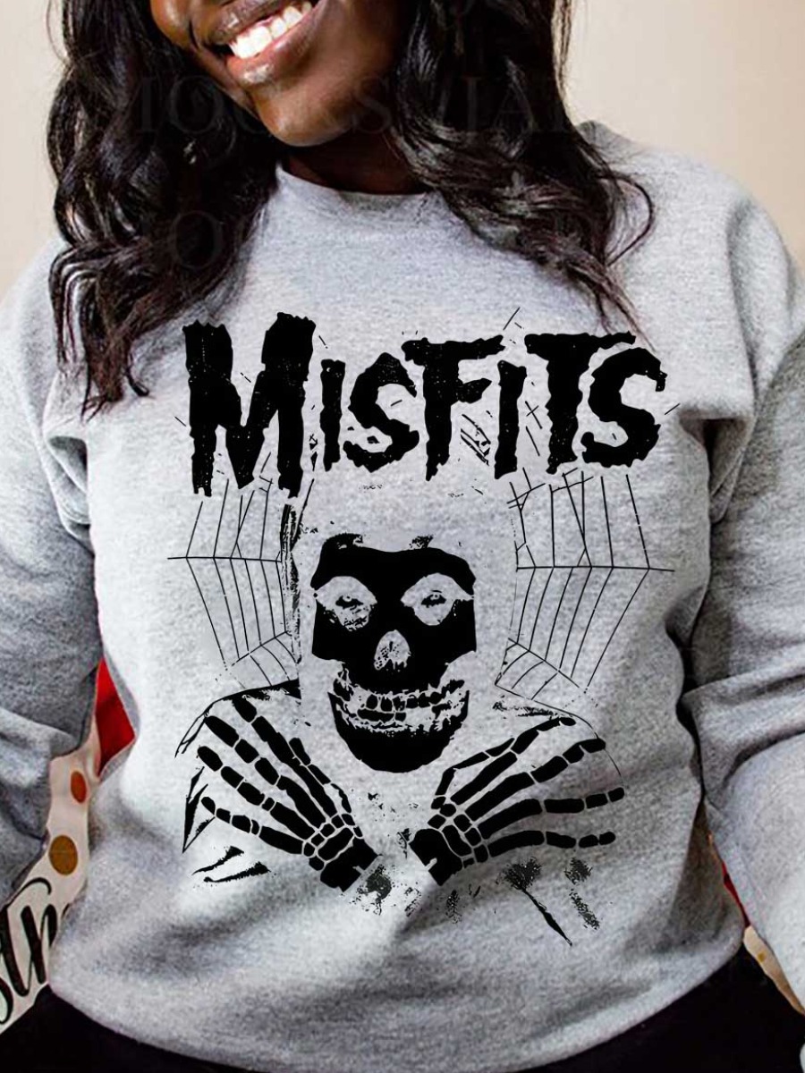 LW Plus Size Skeleton Letter Print Sweatshirt