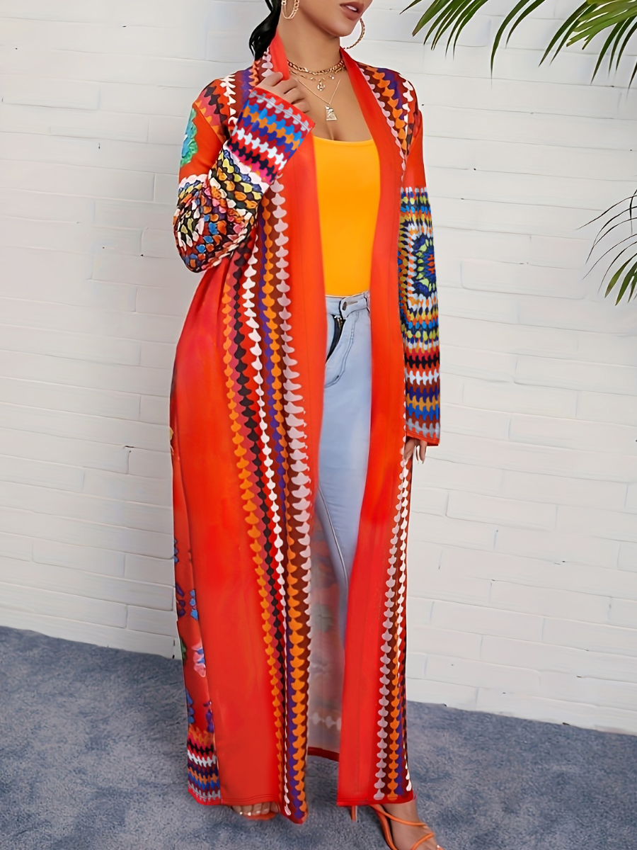 LW Bohemian Print Multicolor Long Coat