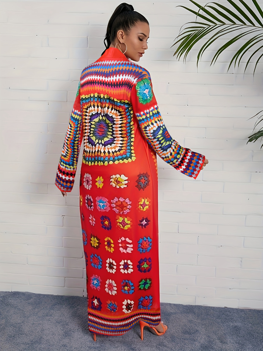 LW Bohemian Print Multicolor Long Coat