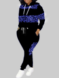 LW Plus Size Hooded Collar Leopard Print Tracksuit Set