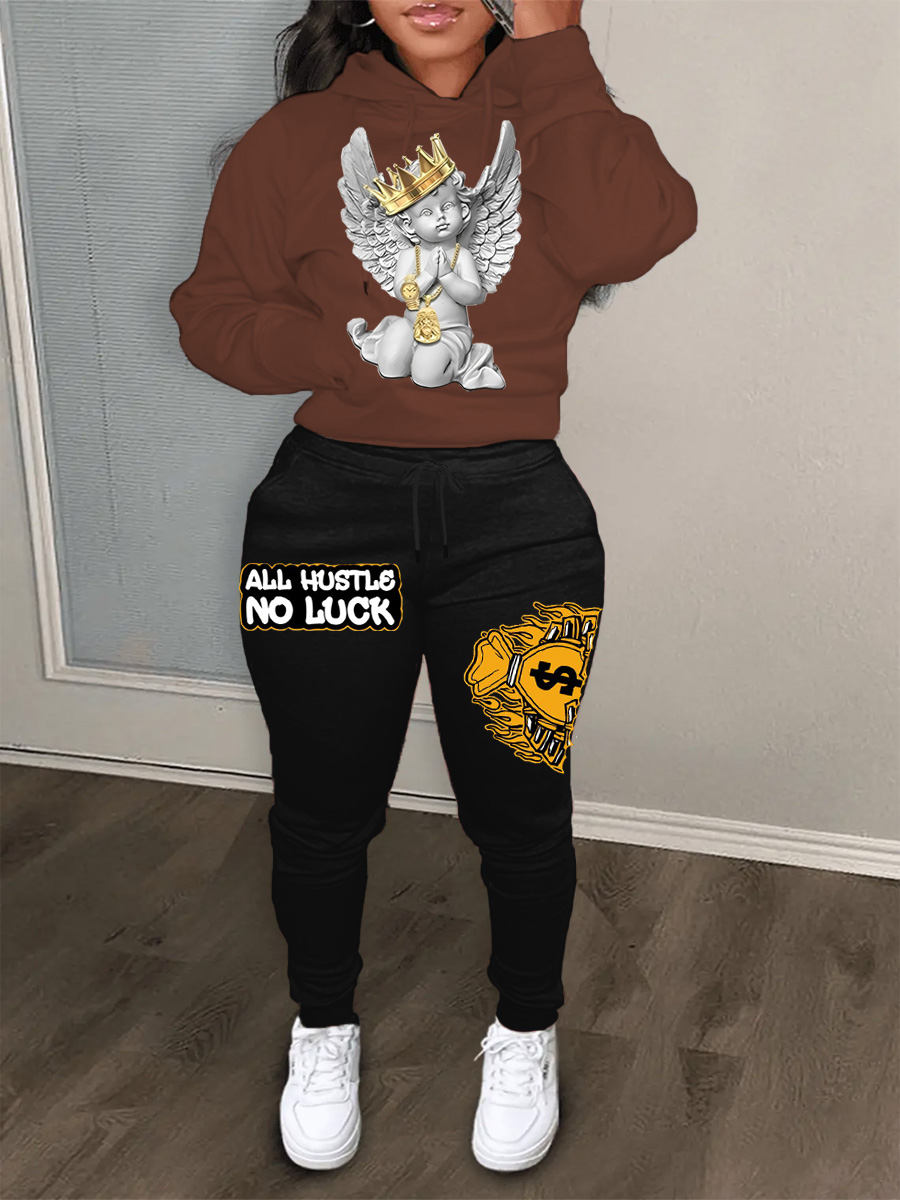 LW Crown Figure Money Print Pants Set