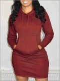 LW BASICS Plus Size Hooded Collar Kangaroo Pocket Sweat Dress