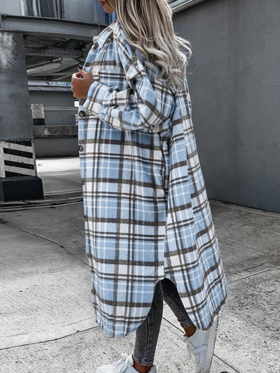 LW Plaid Print Loose Coat