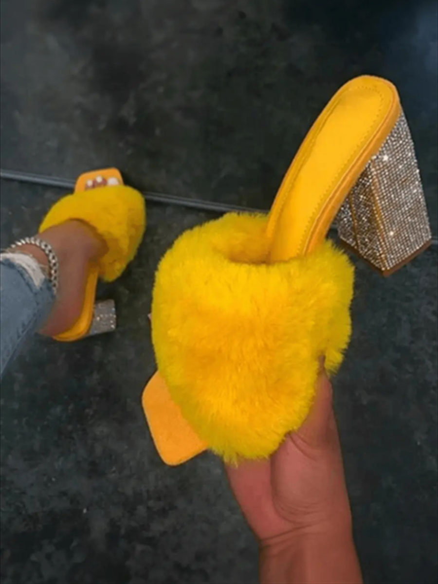 LW Rhinestone Plush Heels