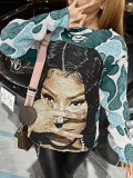 LW Plus Size Dropped Shoulder Figure Print Sweatshirt