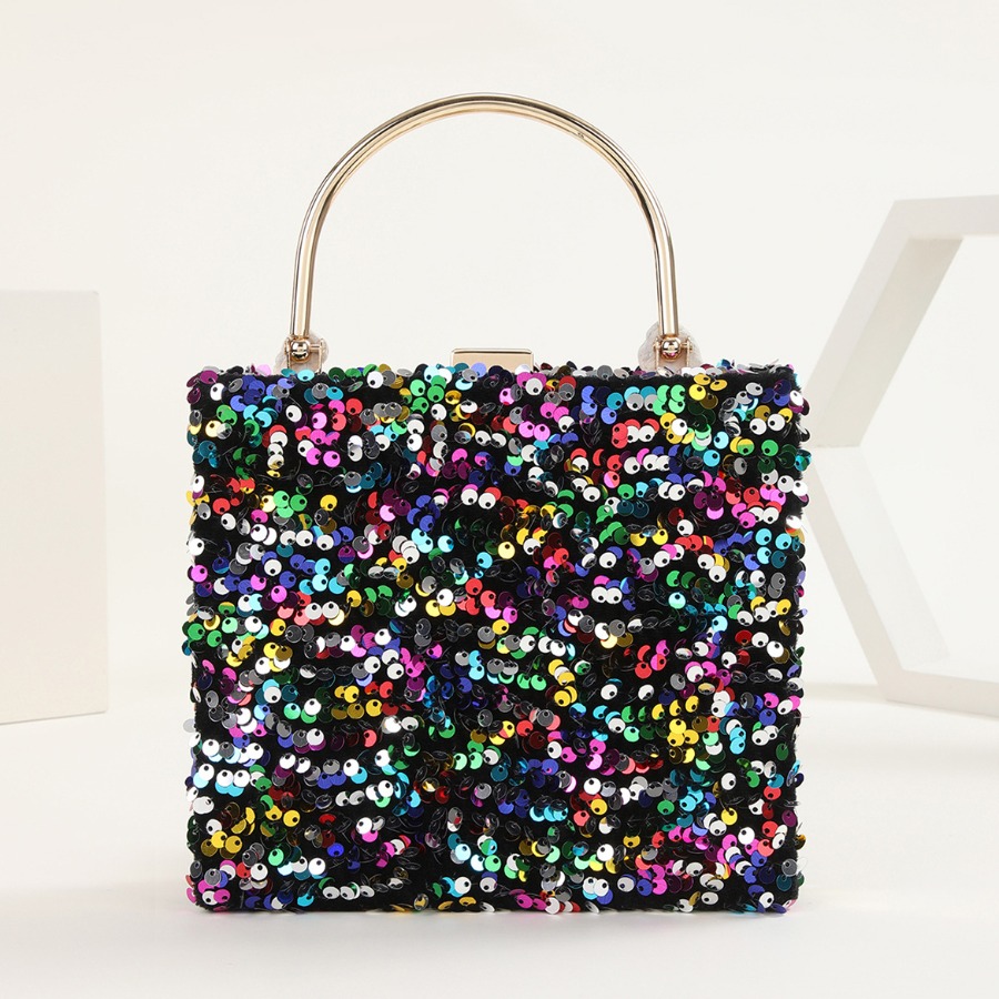 LW Metal Strap Sequined Tote Bag