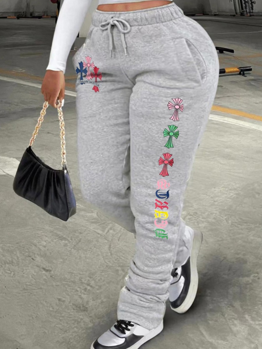 LovelyWholesale Plus Size Cross Print Patchwork Drawstring Sweatpants Spring|Fall Nine Points Sleeve Casual  5X Spring Summer 2024