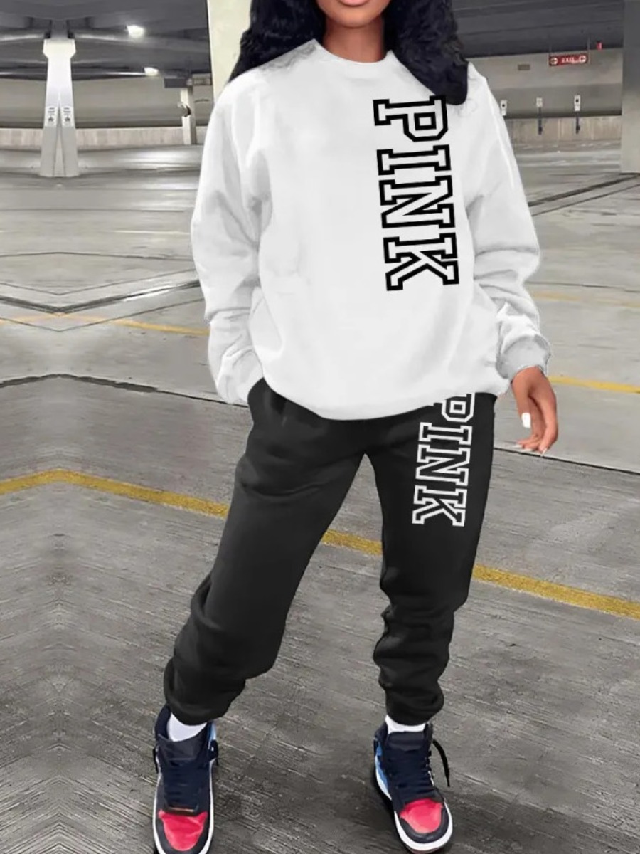 LW Pink Letter Print Pants Set