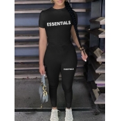 LW Essentials Round Neck Letter Print Pants Set