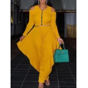 LW Plus Size Cut Out Fold Design Loose Pants Set