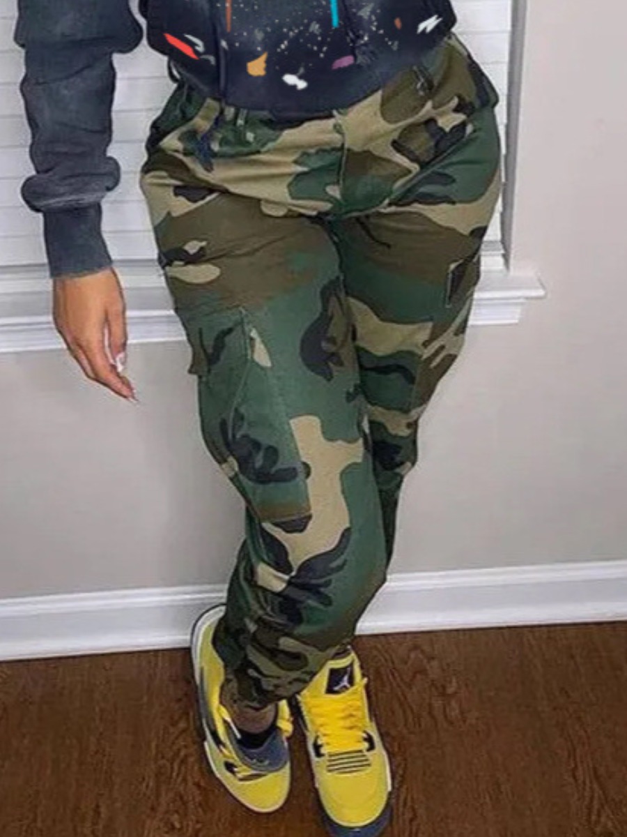 Lw Camo Print Side Pocket Cargo Pants Sale Lovelywholesale