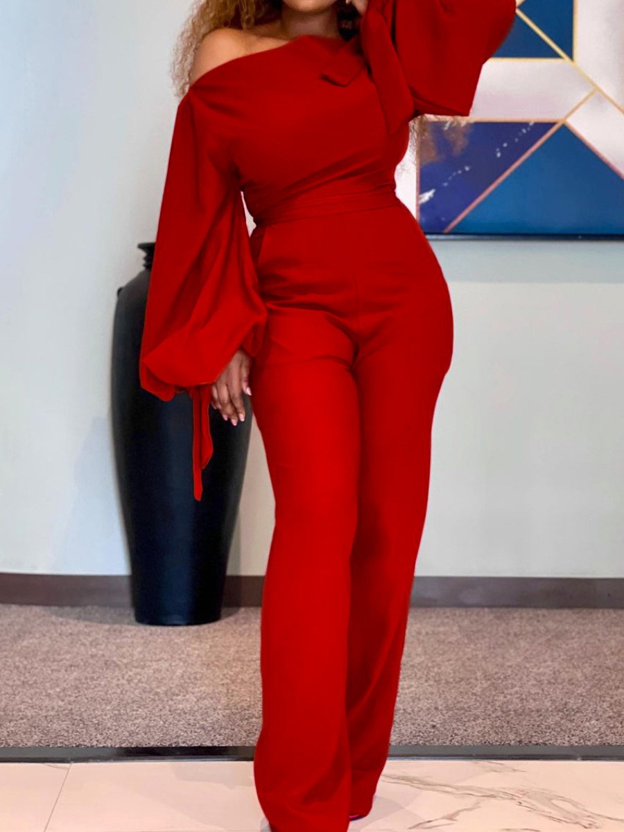 LW Plus Size One Shoulder Bandage Design Wide Leg Jumpsuit