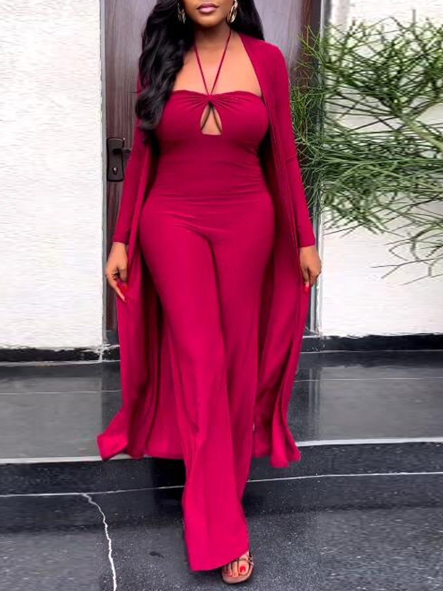 LW Plus Size Off The Shoulder Cut Out Jumpsuit Set