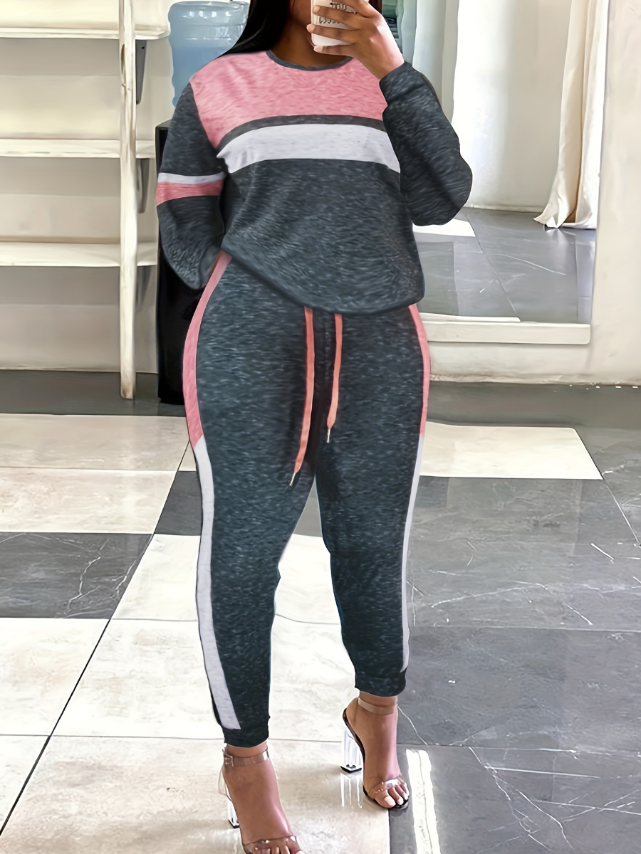 LW BASICS Drawstring Color Lump Pants Set