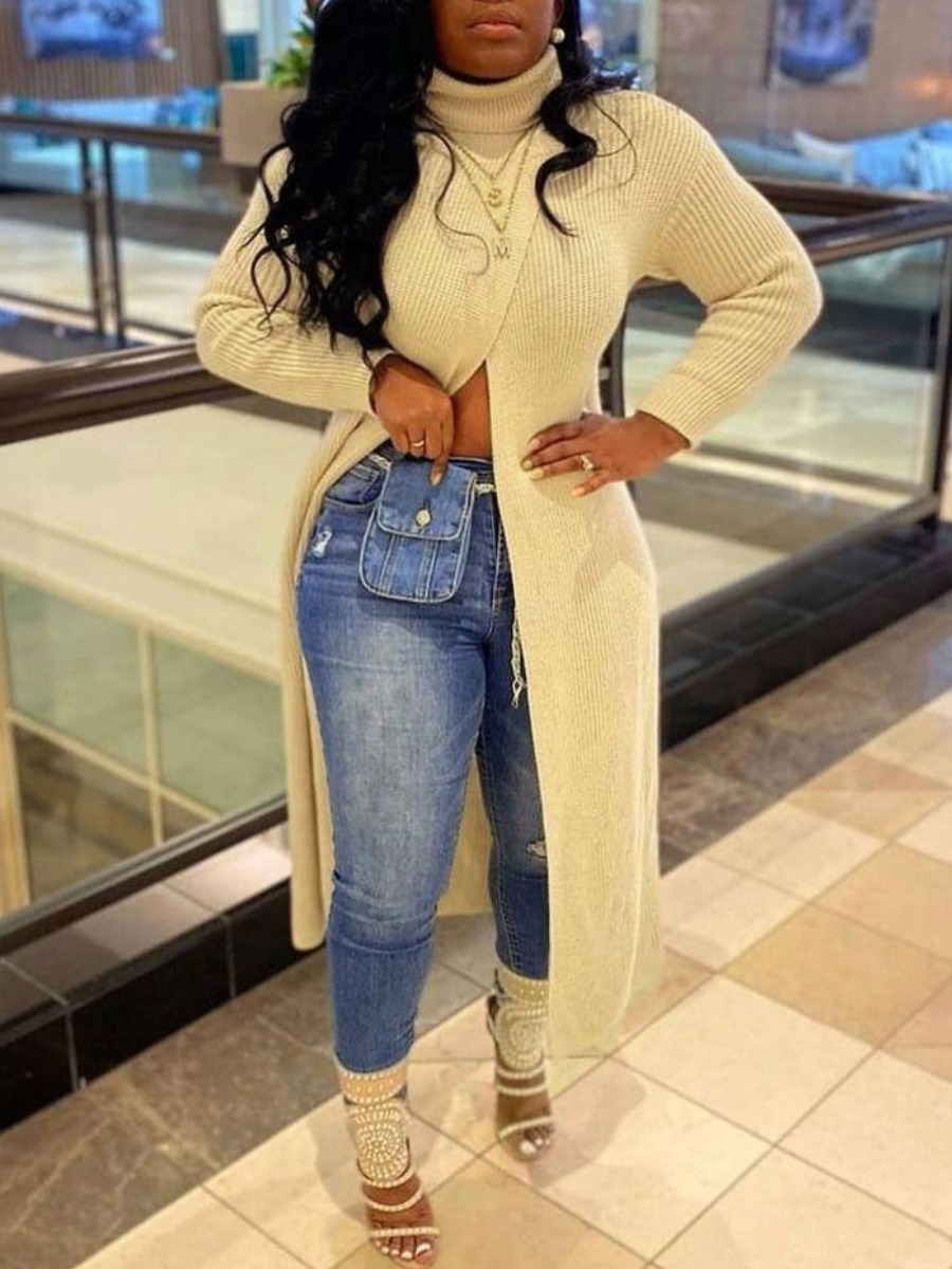 LW Turtleneck High Split Regular Sweater