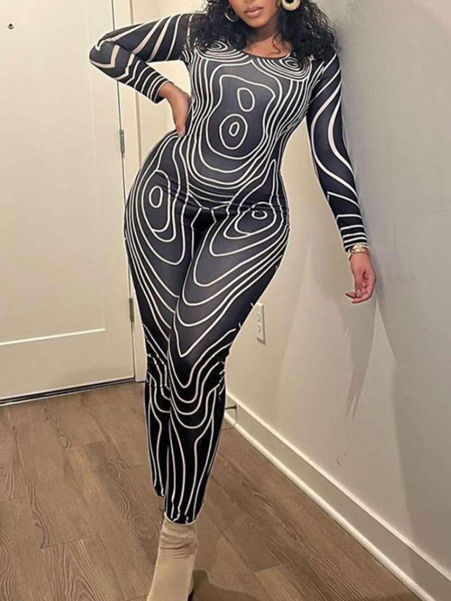 LW Zebra Striped Skinny Jumpsuit