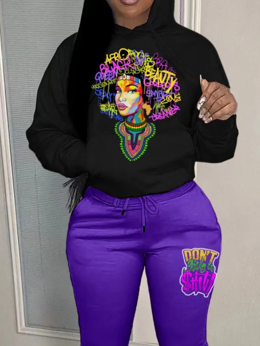 LW Plus Size Figure Letter Print Kangaroo Pocket T