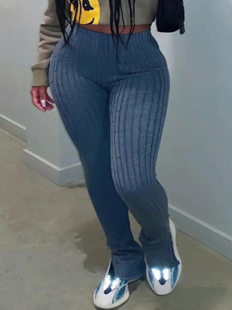 LovelyWholesale High Waist Skinny Stretchy Pants Spring|Fall Nine Points Sleeve Casual Solid Color Spring Summer 2024