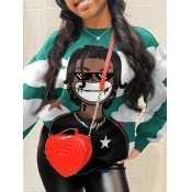 LW Pattern Print Cartoon Loose Sweatshirt