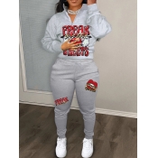 LW Lip Letter Print Pants Set