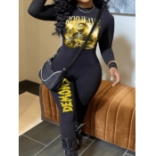 LW Plus Size Figure Letter Print Skinny Jumpsuit
