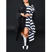 LW Plus Size Zebra Striped Ruffle Design Loose Dre
