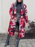 LW Camo Letter Print Pocket Design Trench Coat
