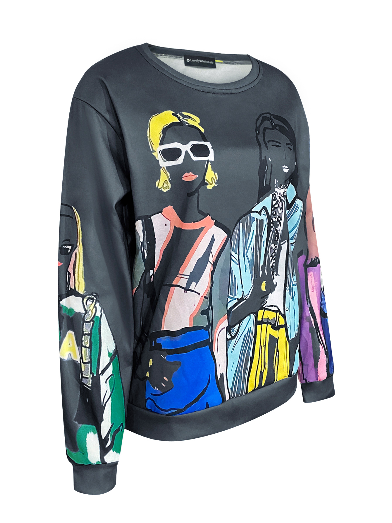 LW Plus Size Figure Print Patchwork Sweatshirt 3X